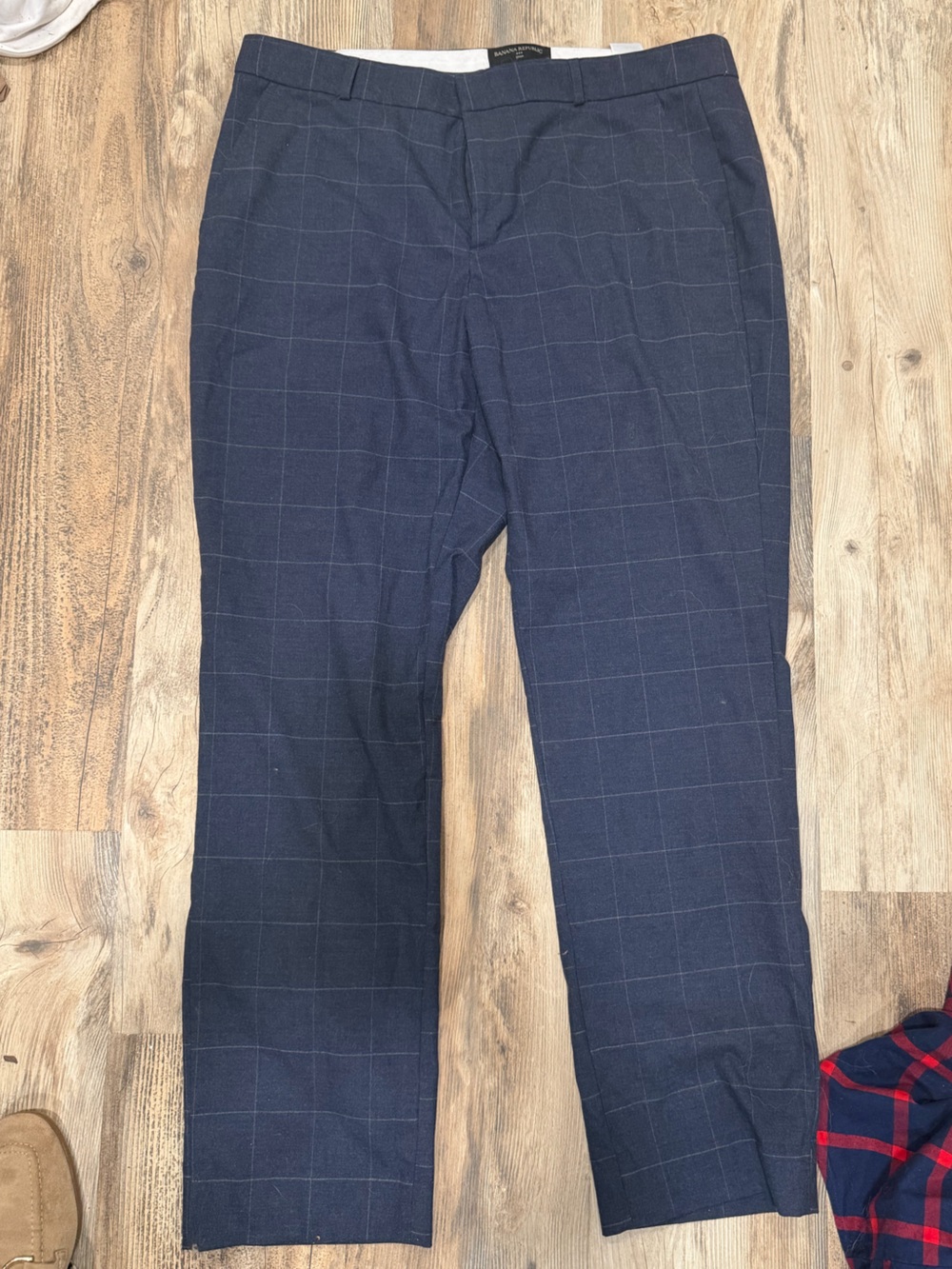 Banana Republic Navy Windowpane Dress Pants